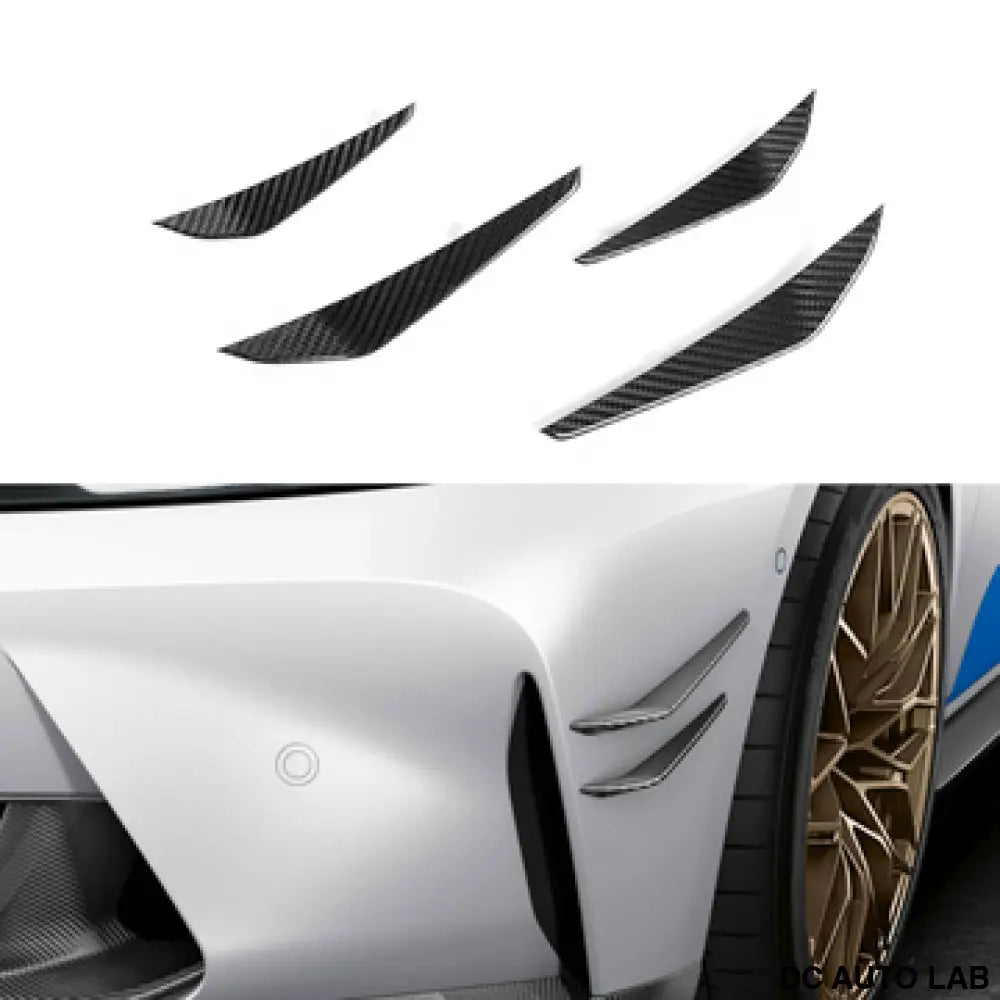 2021+ BMW M3/M4 Carbon Fiber M Performance Style Front Bumper Canards | G80/G82/G83 - Auto Parts