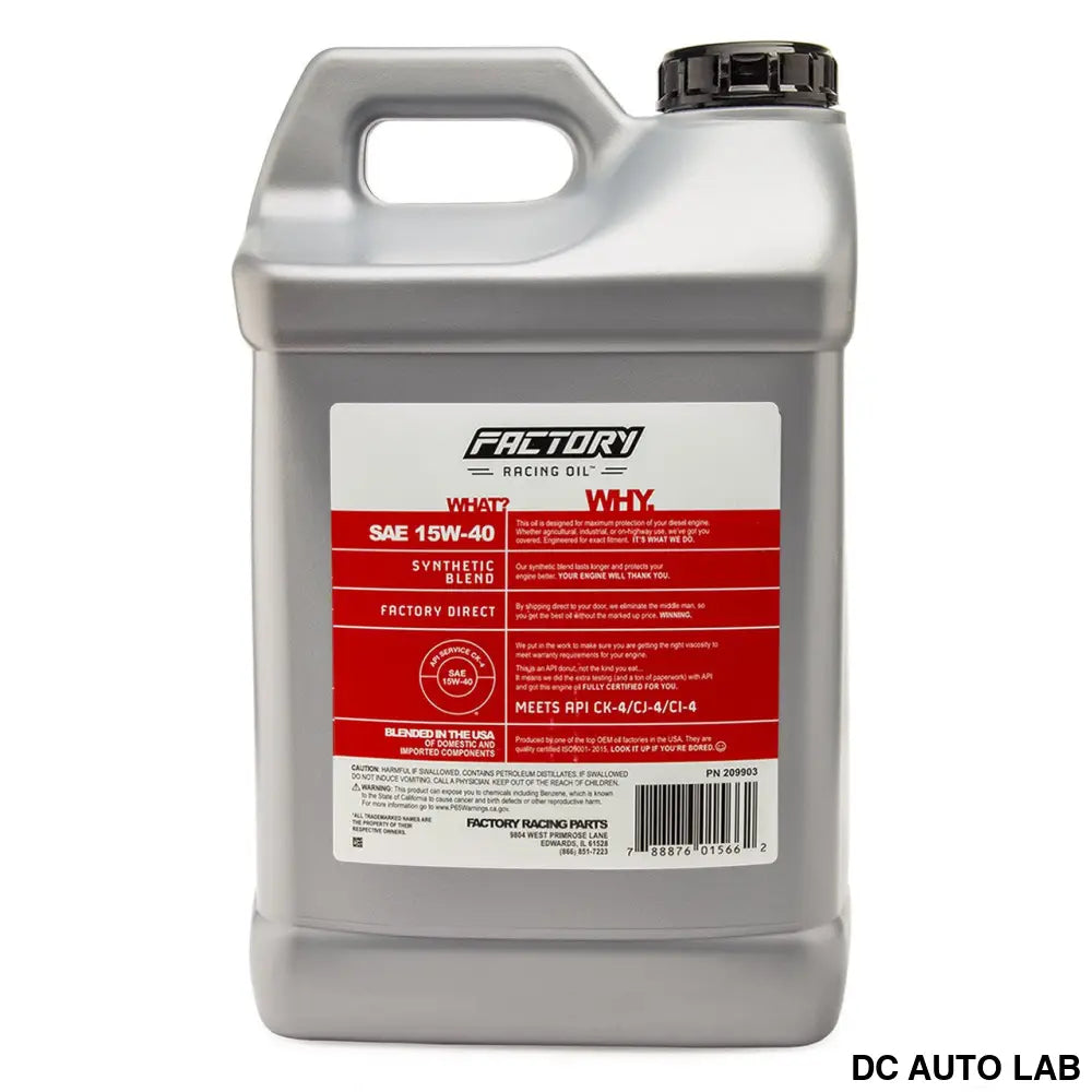 Factory Racing Oil SAE 15W-40 Synthetic Diesel Engine Oil API CK-4 2.5 Gallons - Heavy Duty Diesel